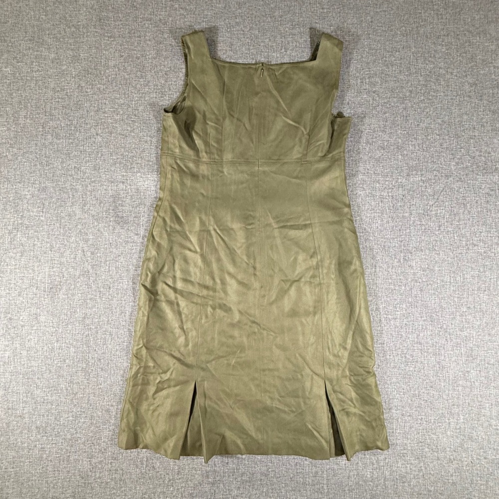 VTG Talbots Silk Sheath Dress Womens 10P Olive Green Sleeveless Quiet Luxury